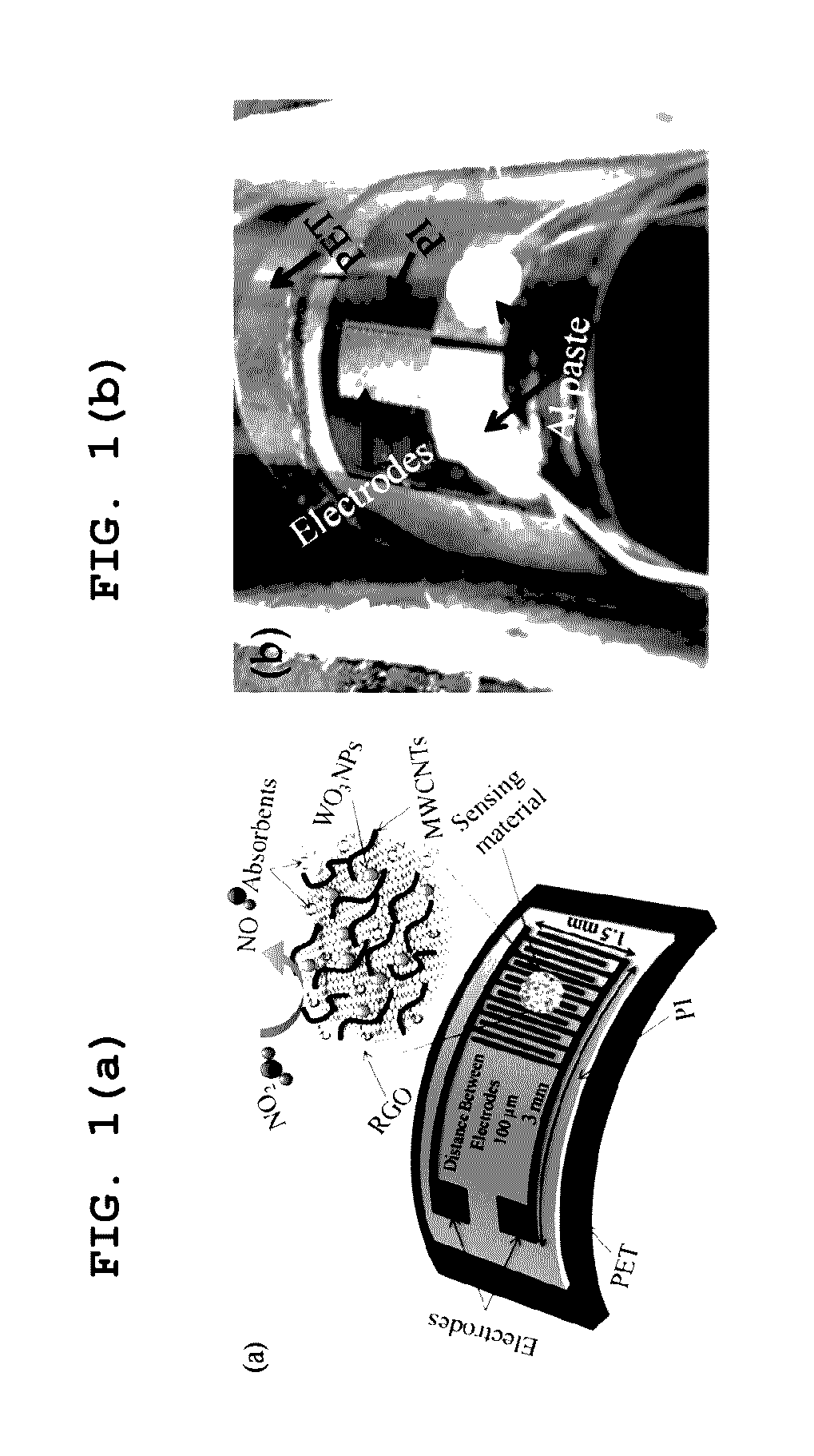 Flexible nitrogen dioxide gas sensor based on tungsten trioxide nanoparticles coated carbon nanotubes-graphene oxide hybrid and method for manufacturing the same