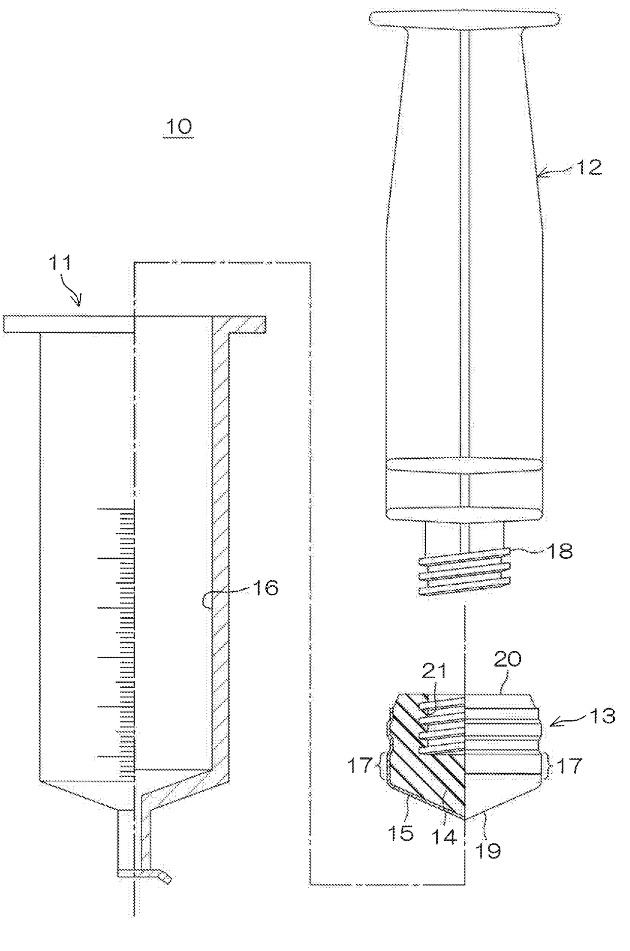 Medical syringe, gasket to be used for syringe, and gasket production method