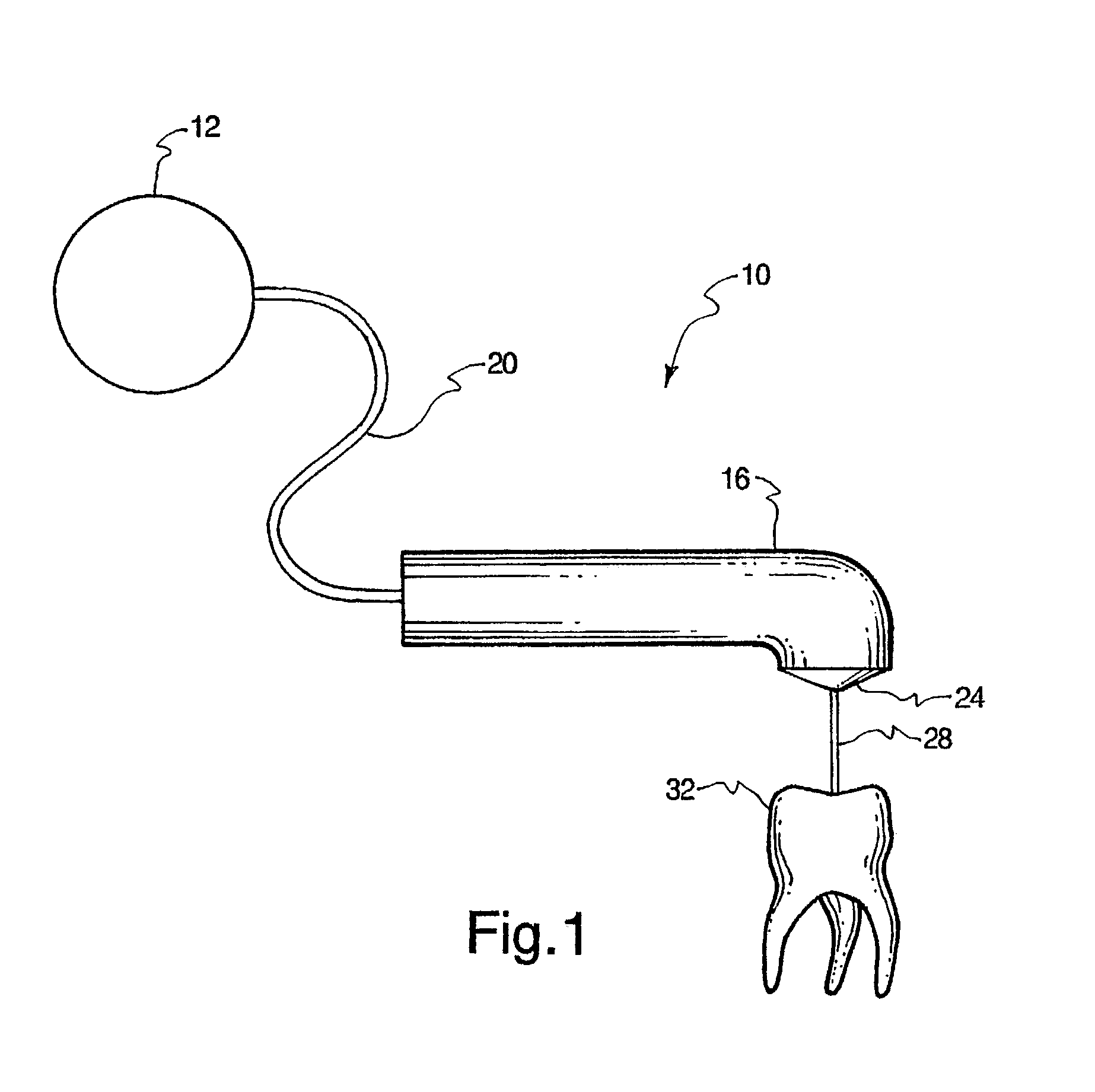 Method and apparatus for drilling teeth with a pressurized water stream