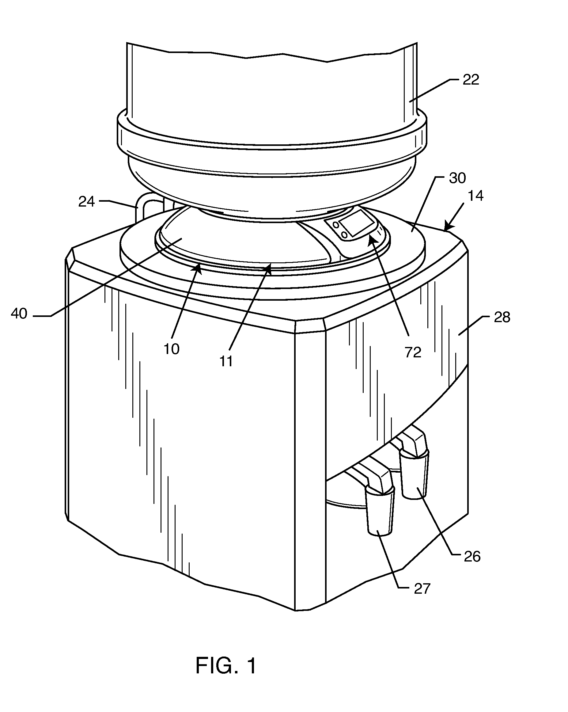 Combined feed tube adapter and sanitizer unit for a bottled water cooler