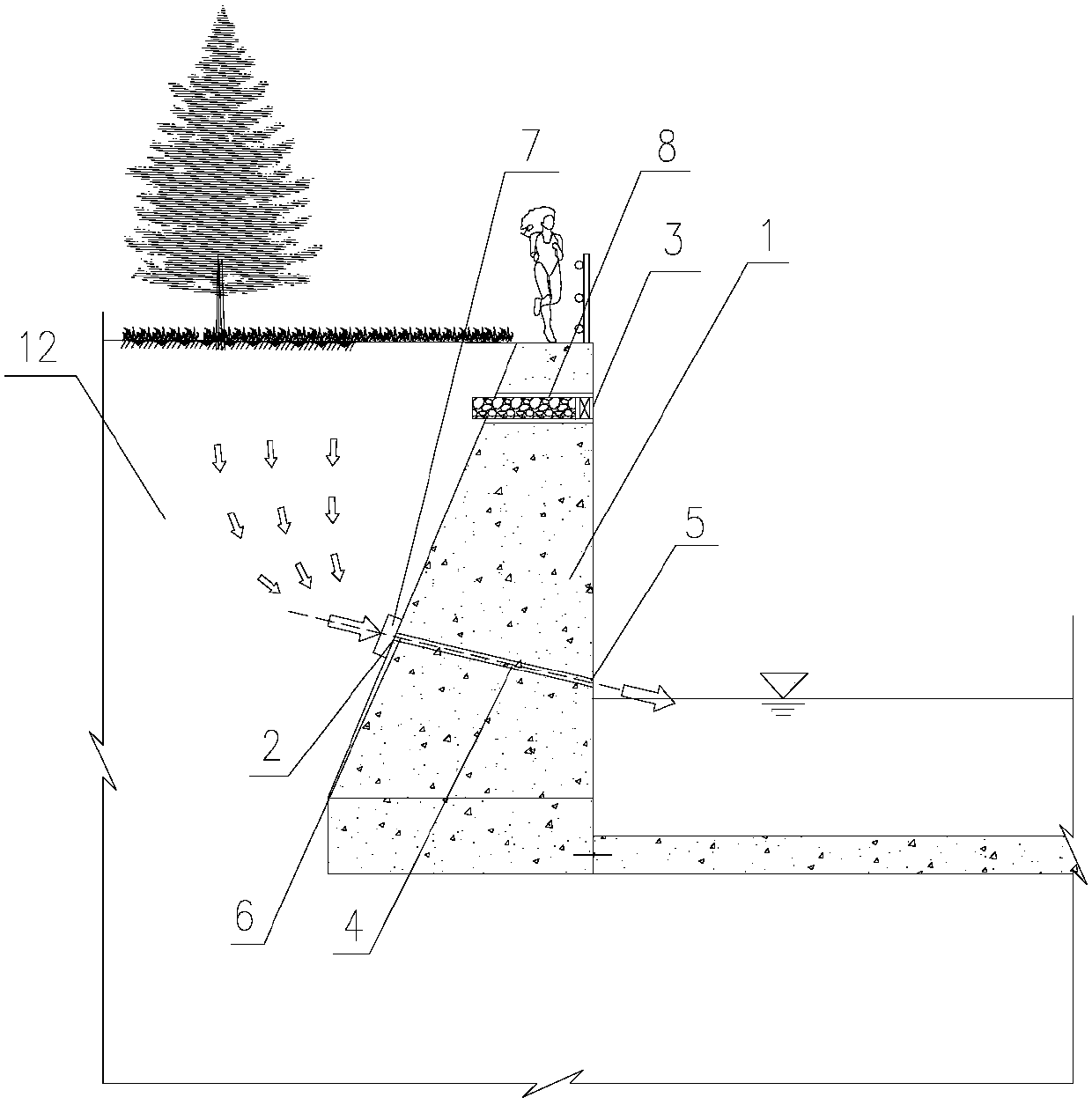 Retaining wall structure for sponge city construction