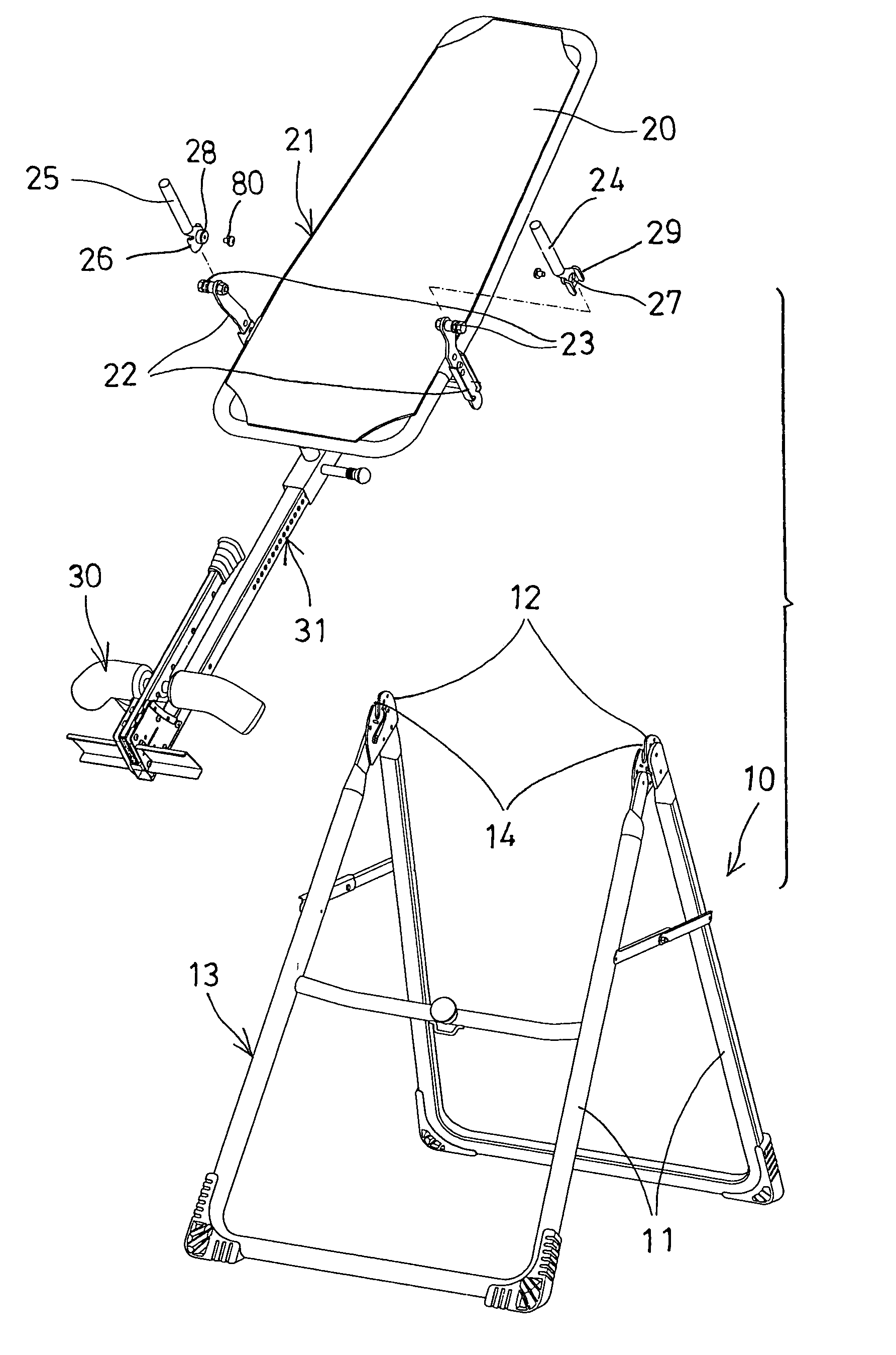 Hand grip for tilting inversion exercise table