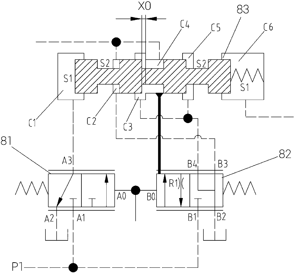 Fixed-displacement and variable-displacement hydraulic system of loading machine