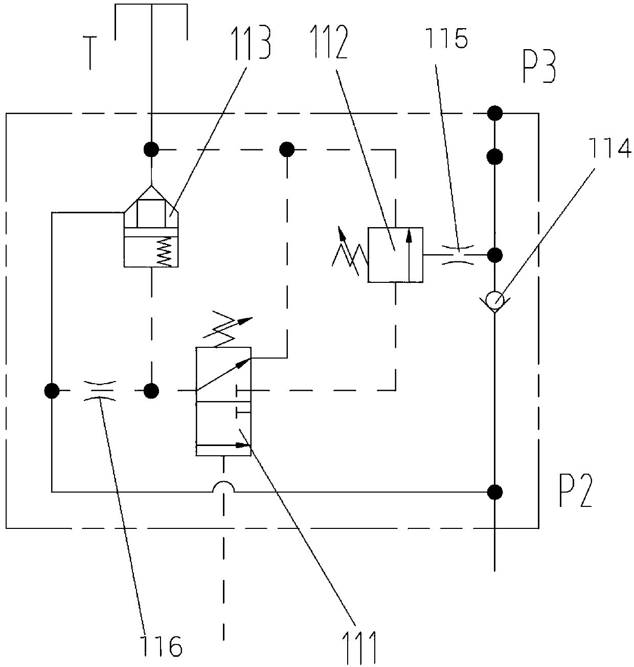 Fixed-displacement and variable-displacement hydraulic system of loading machine