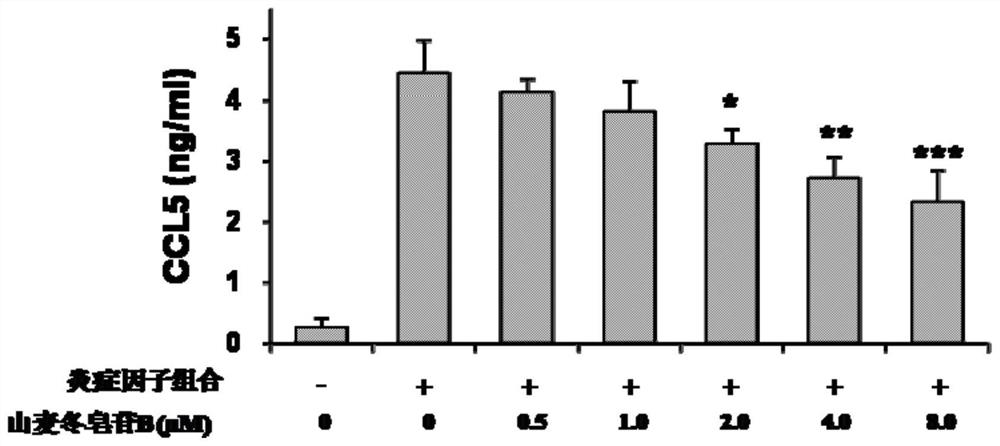 Application of liriope spicata saponin B in preparation of medicine for treating skin inflammation