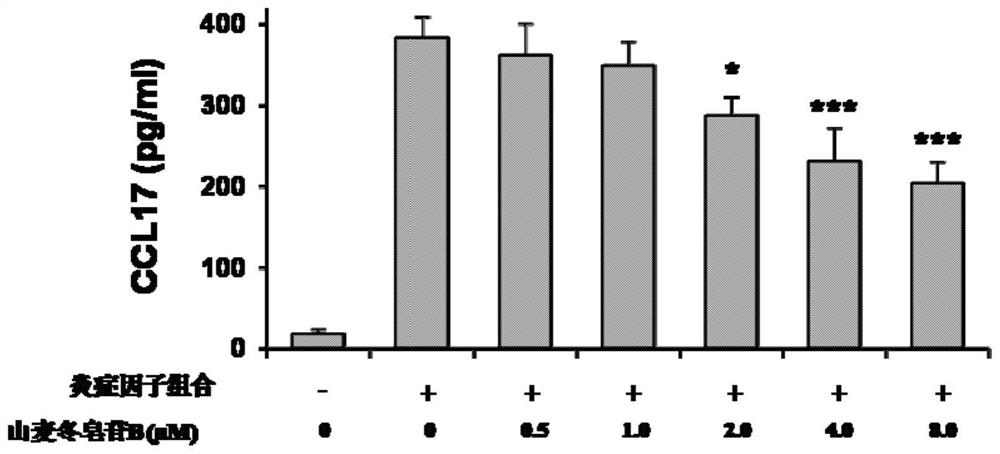 Application of liriope spicata saponin B in preparation of medicine for treating skin inflammation