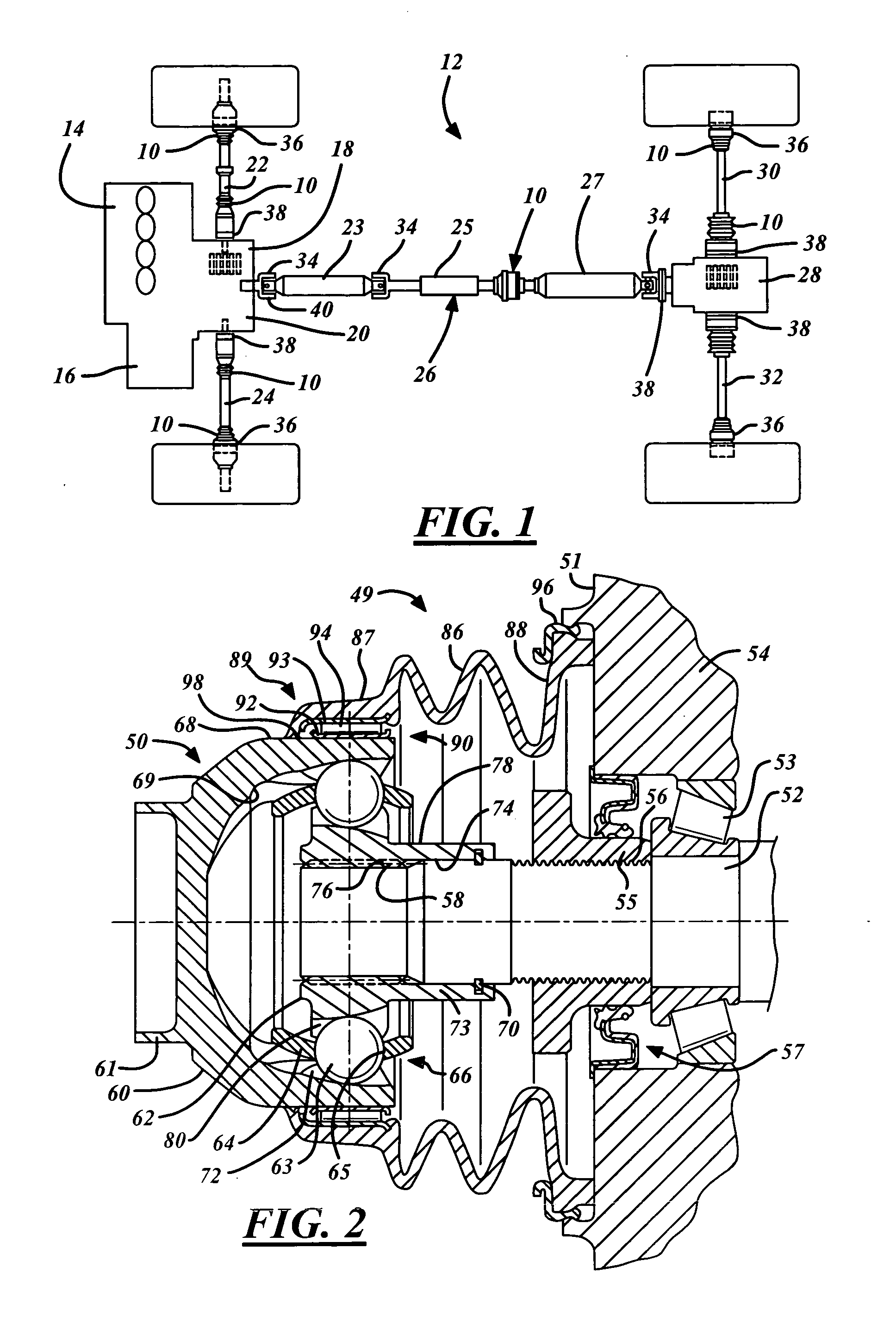 Direct torque flow constant velocity joint having a non-rotating boot