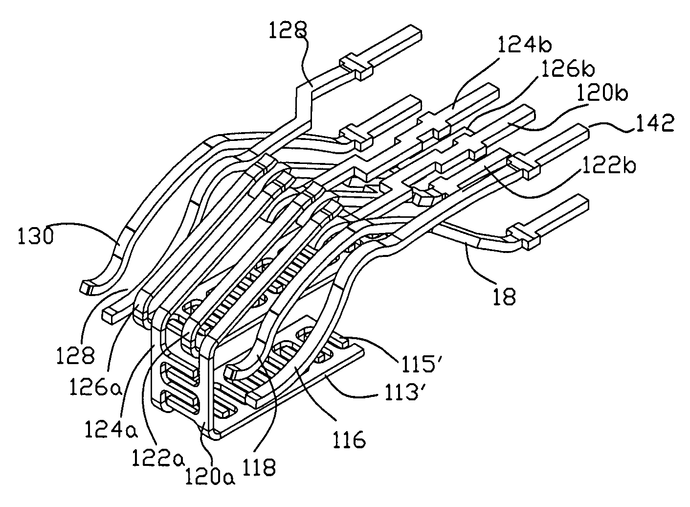 Modular insert and jack including bi-sectional lead frames