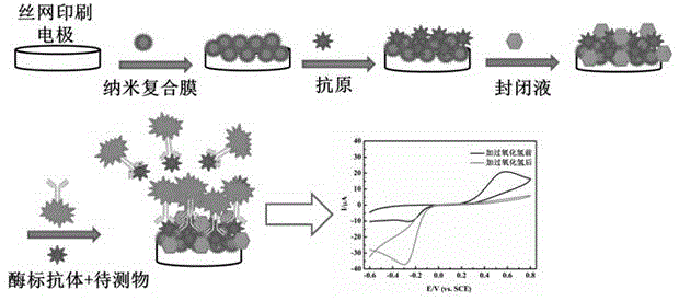 Jettisonable one-step electro-deposition immune-biosensor for detecting histamine and preparation method of immune-biosensor