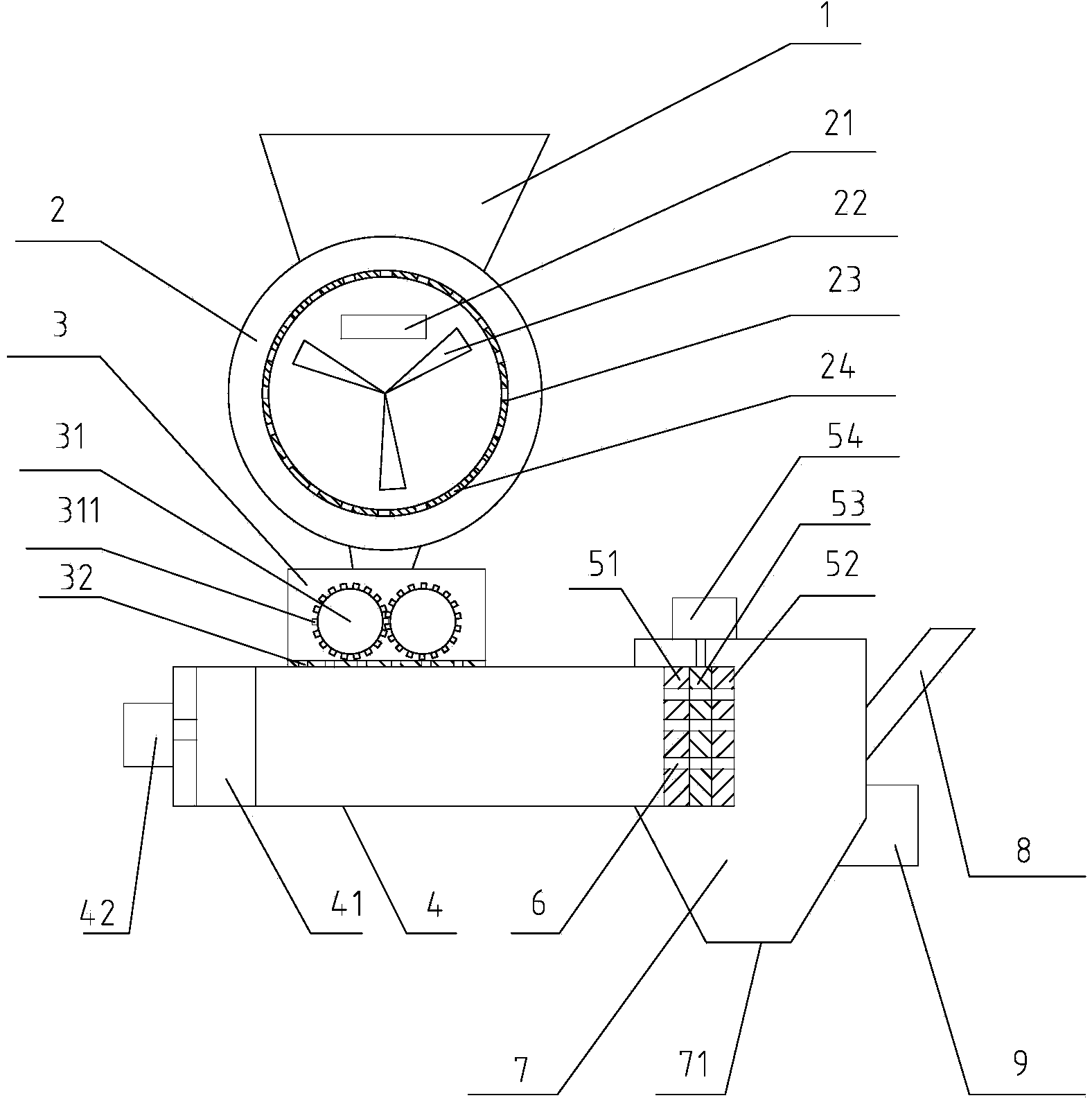 Feed processing machine