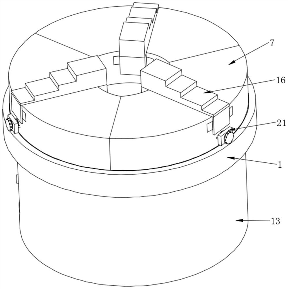 Spring three-jaw clamp for trickling paint of engine rotor