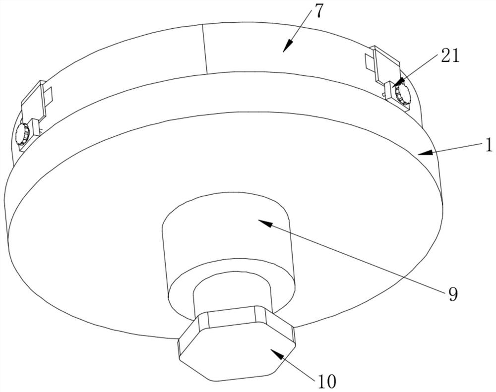 Spring three-jaw clamp for trickling paint of engine rotor