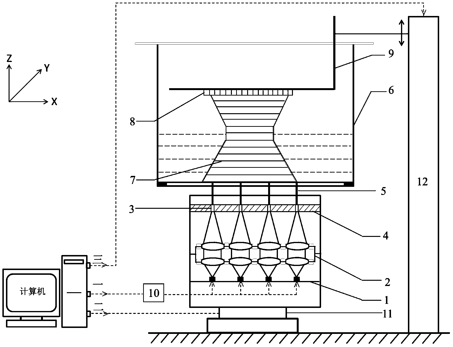 Photo-curing 3D forming system adopting LED array micro-projection light source