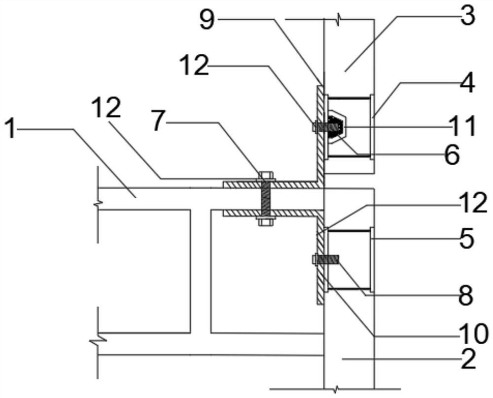 Connecting joint of steel frame structure externally-hung wall plate