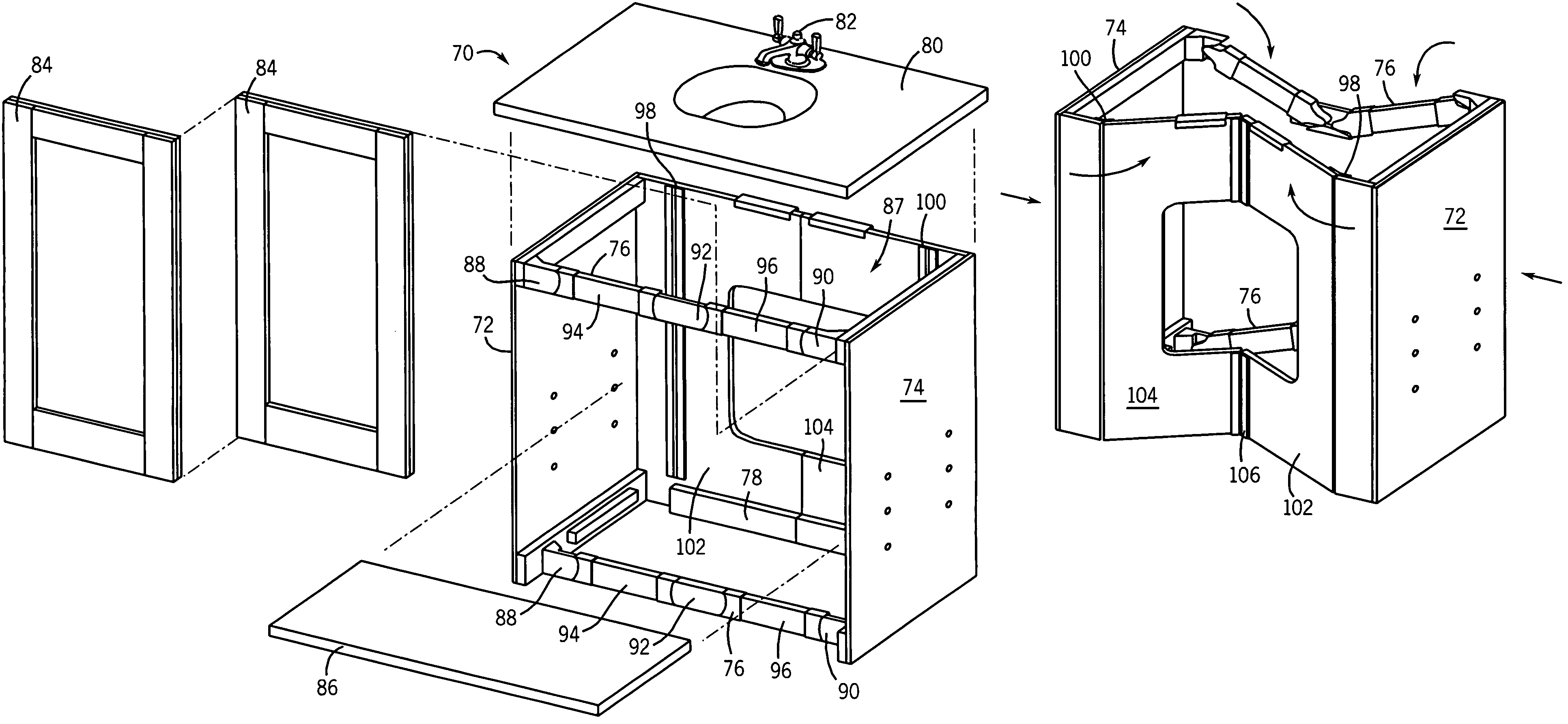 Collapsible furniture and braces useful therewith