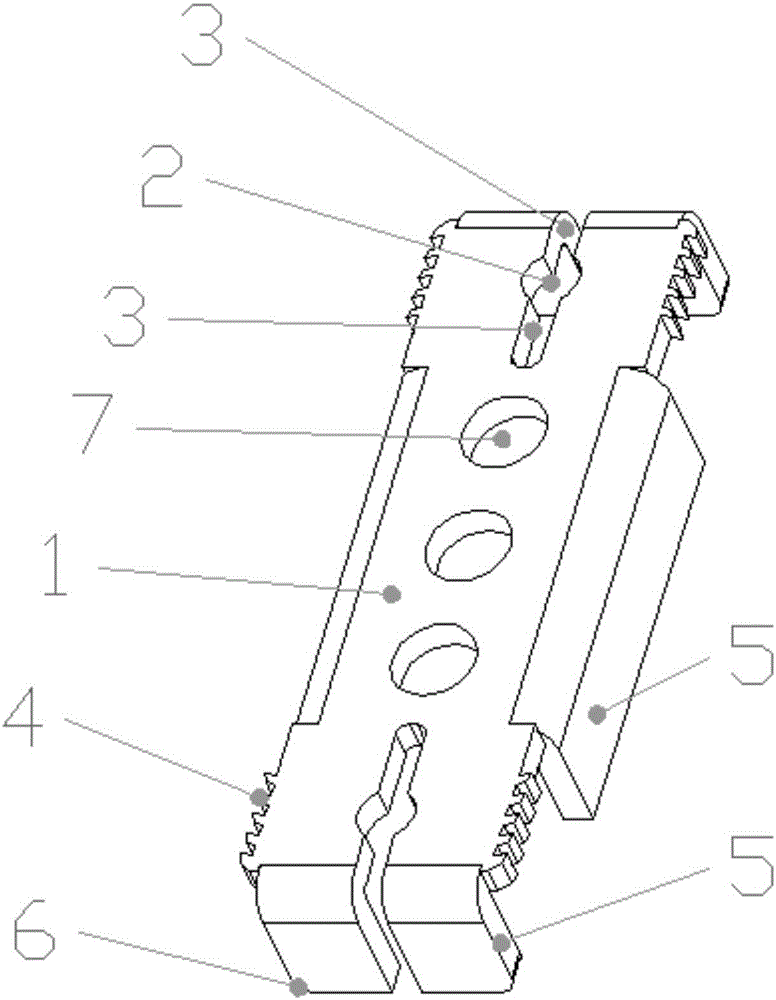 Stamping and connecting part structure for lateral expansion locating slot