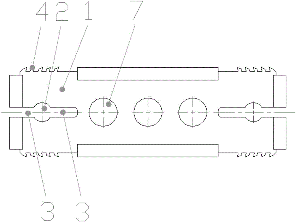 Stamping and connecting part structure for lateral expansion locating slot