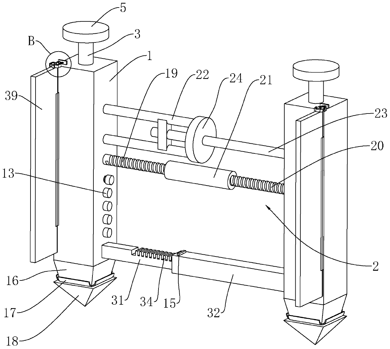 Municipal drainage pipe pit groove supporting structure