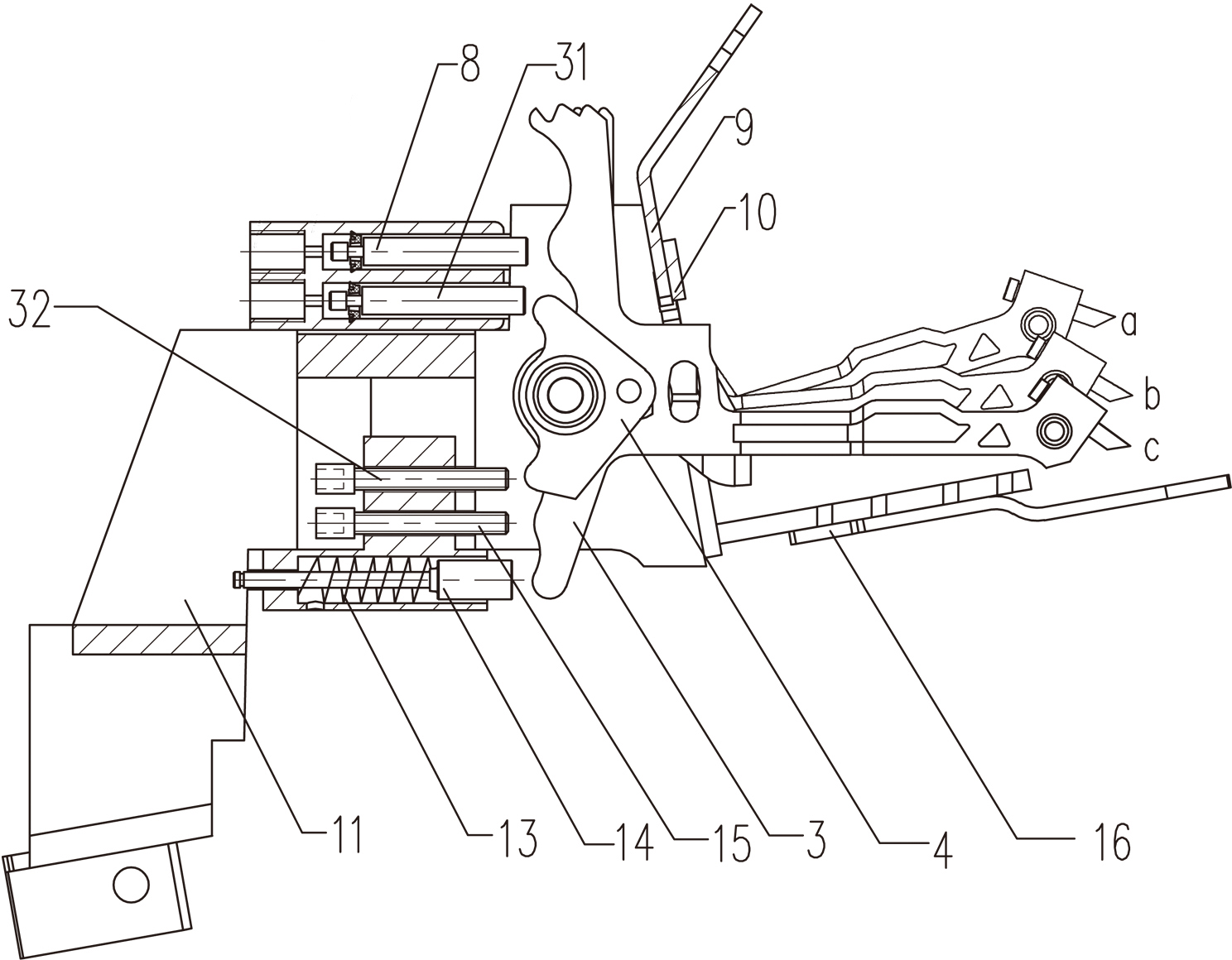 Yarn feeding device of computer silk stockings machine