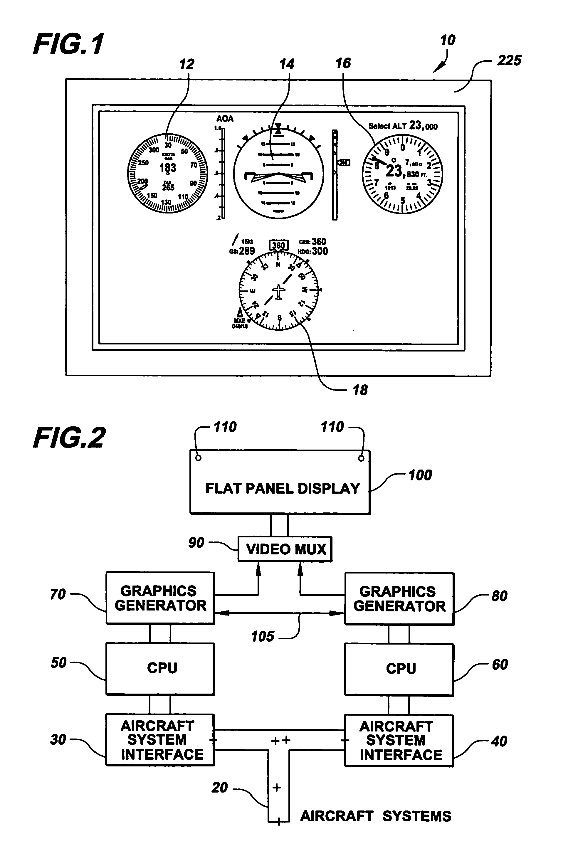 Flat panel display using dual CPU's for an aircraft cockpit