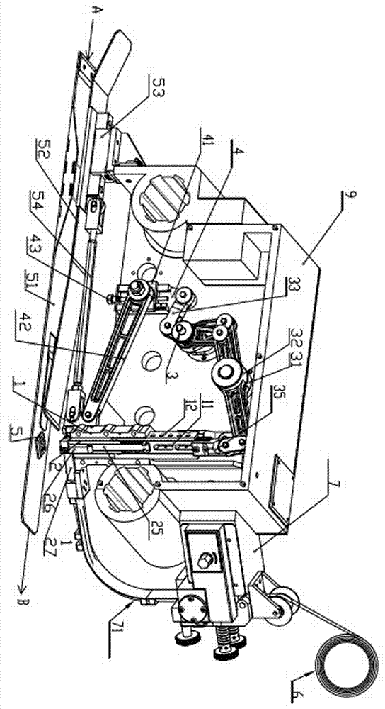 Nail head device for nailing corrugated board and box nailing machine