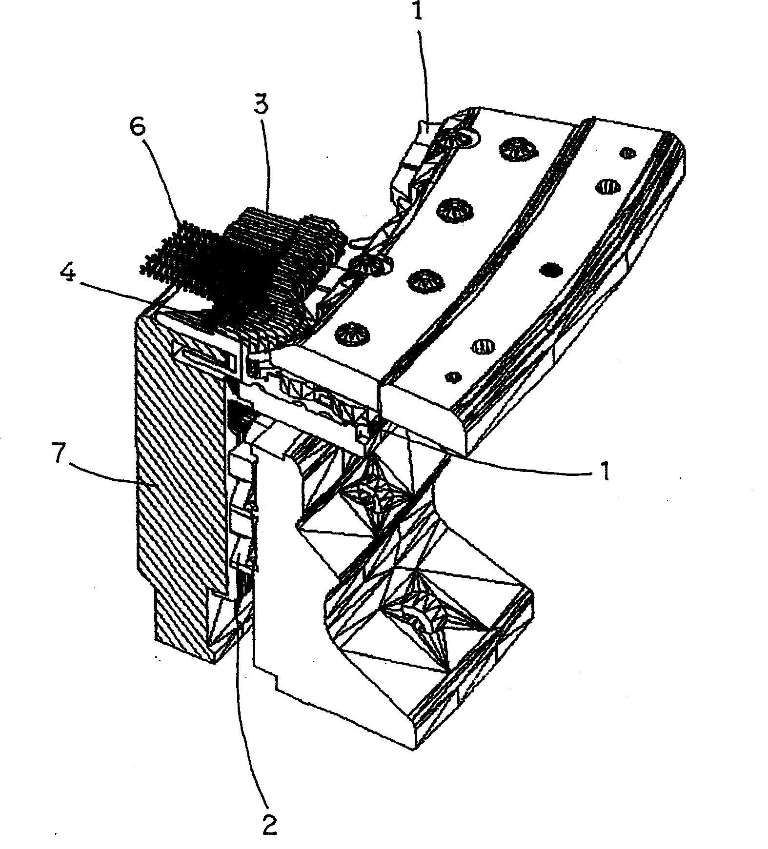 Triangular track structure of two-sided terry circular knitting machine