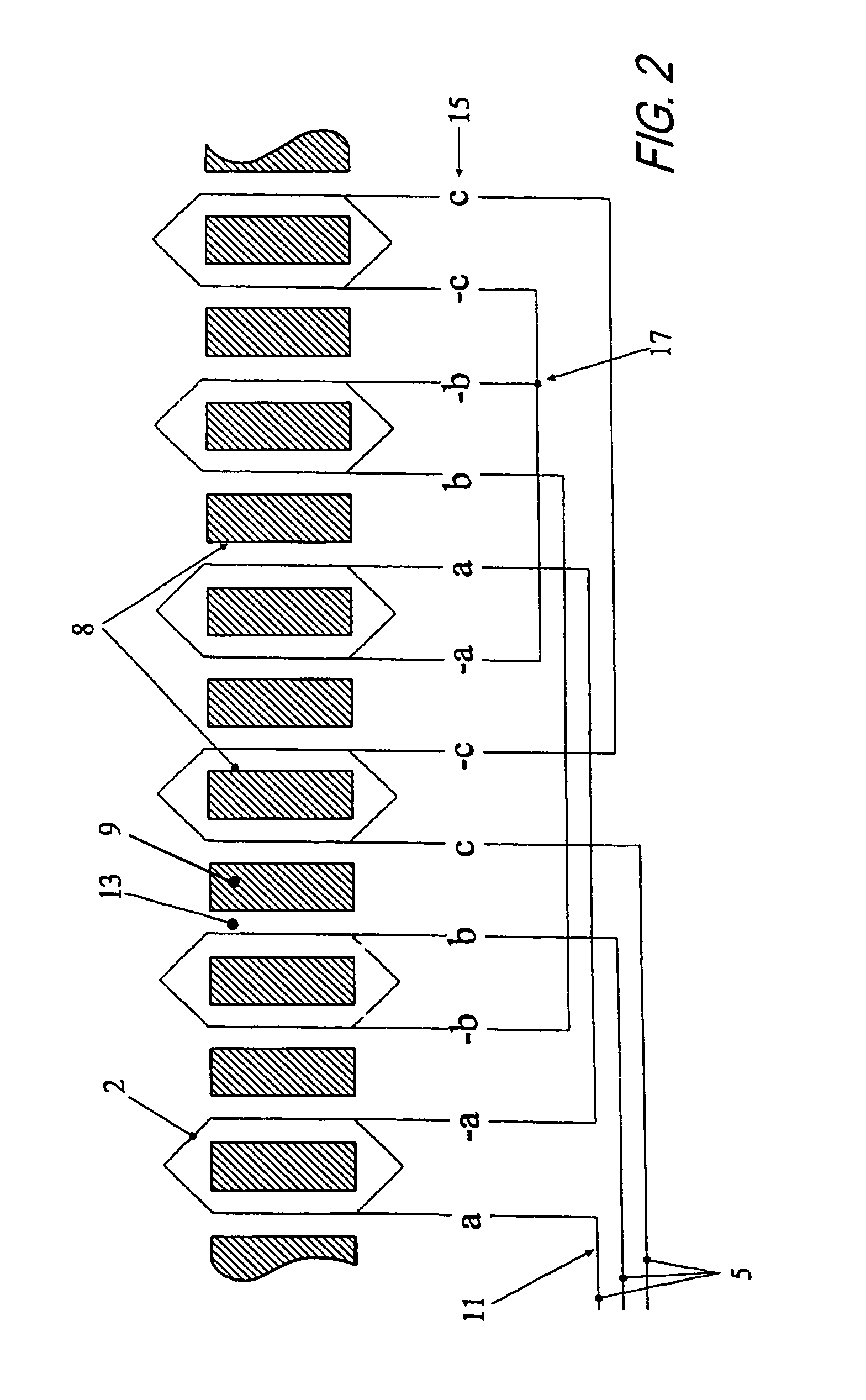 Travelling field synchronous AC motor