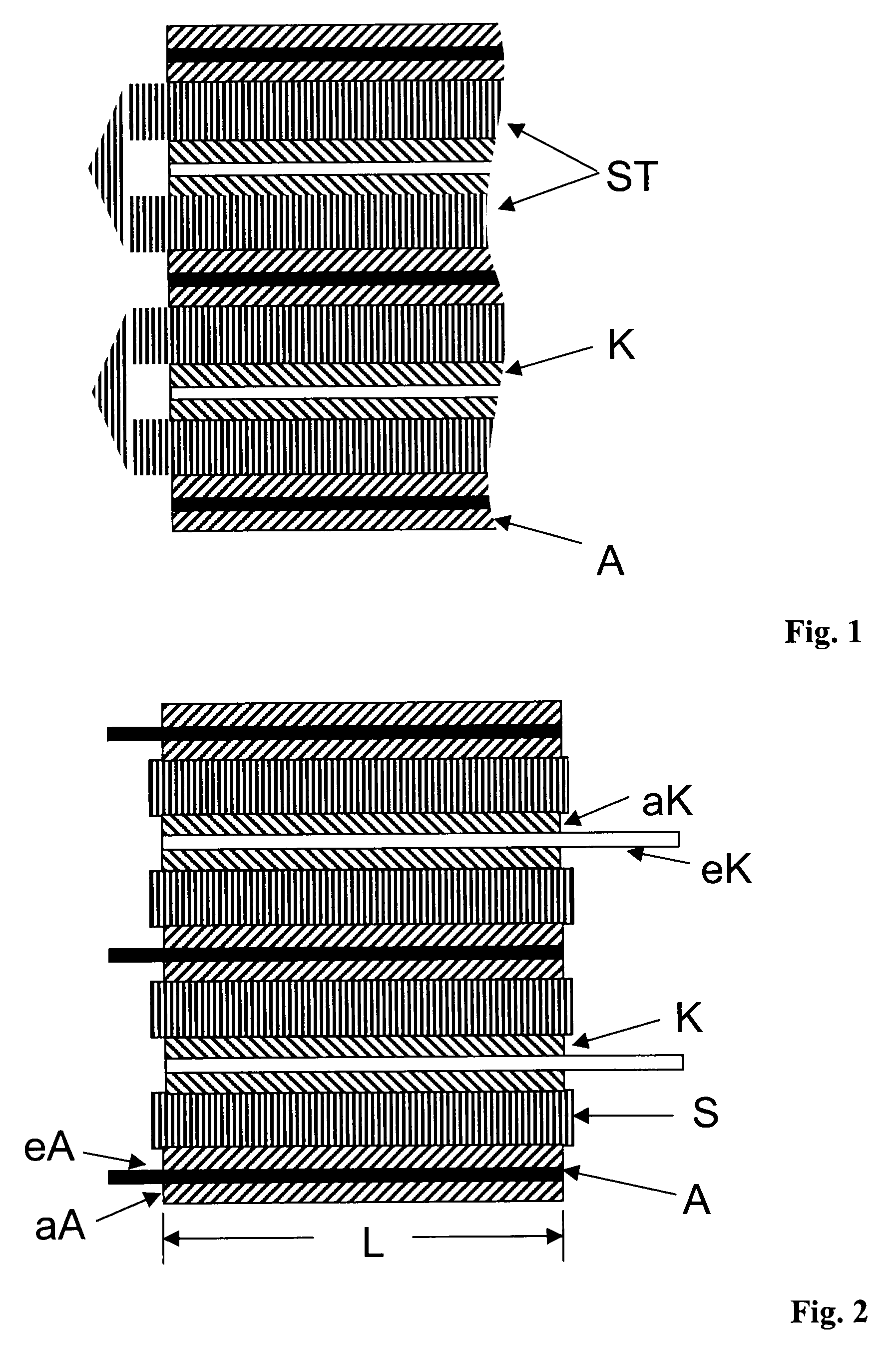 Stacks Of Separators And Electrodes Alternately Stacked One On Top Of The Other And Fixed For Li Storage Batteries