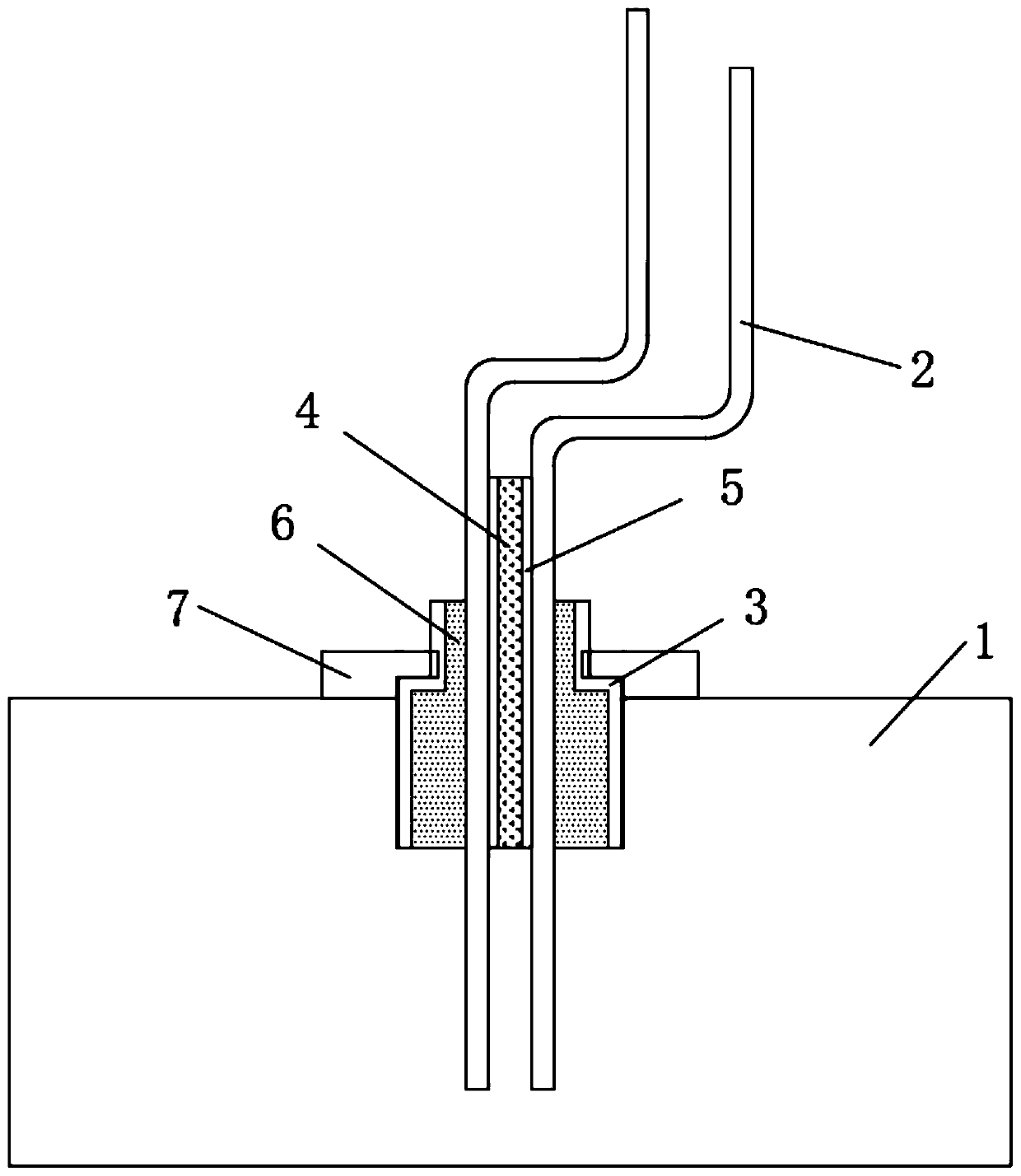 Fixing device for transformer outgoing copper bar and fixing method thereof