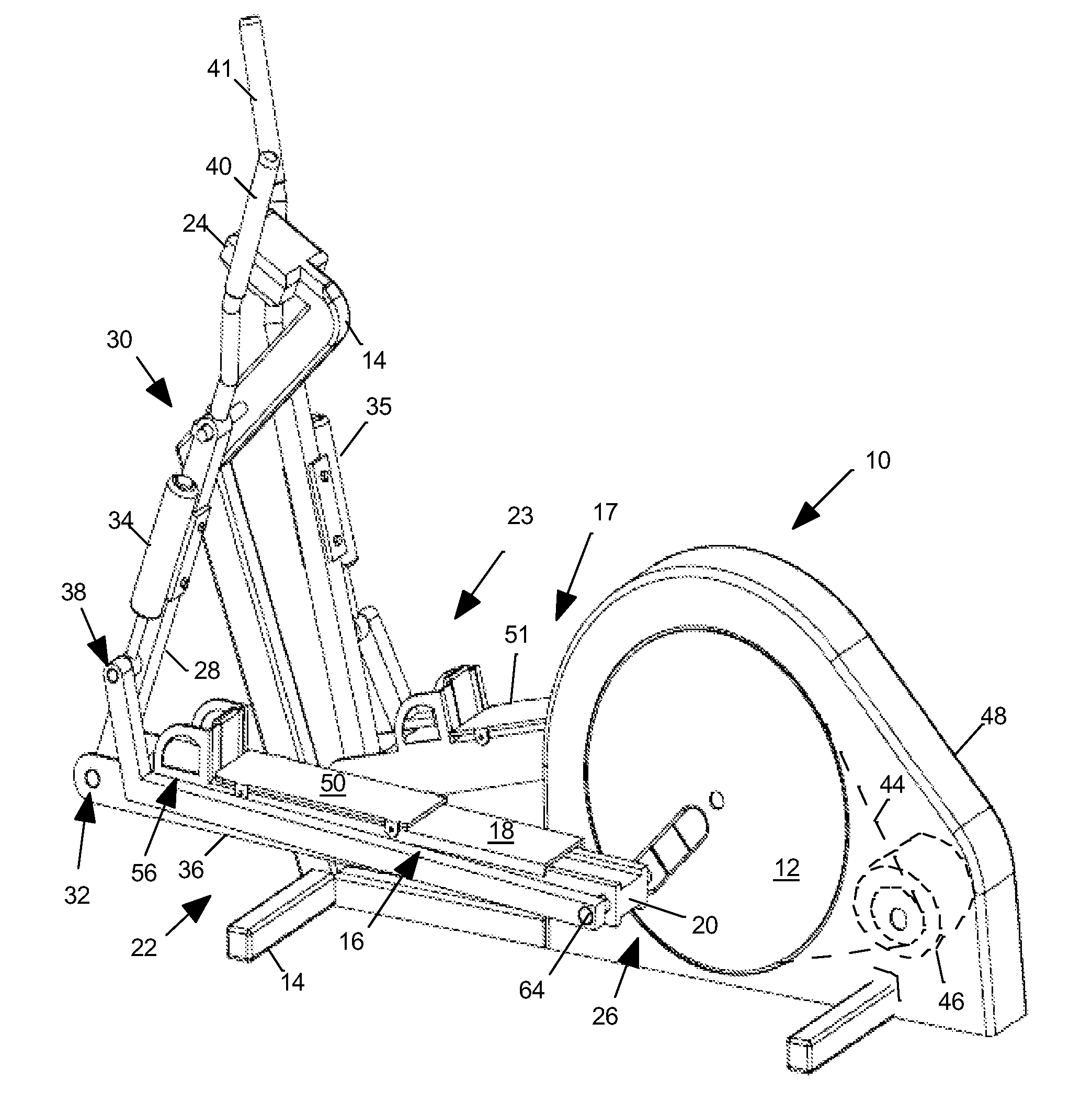 Exercise apparatus with automatically adjustable foot motion