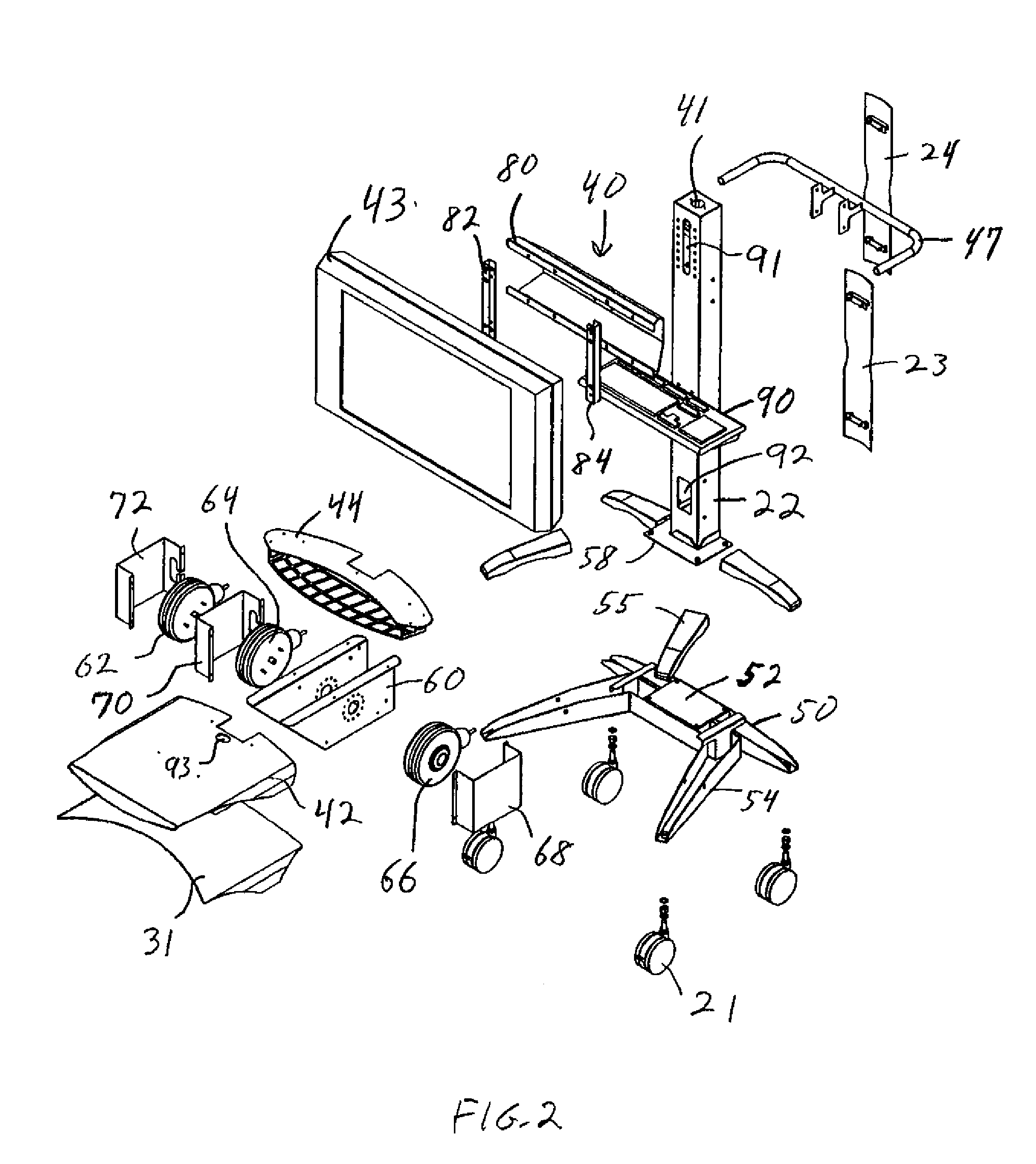 Mobile Flat Panel Monitor and Computer Cart