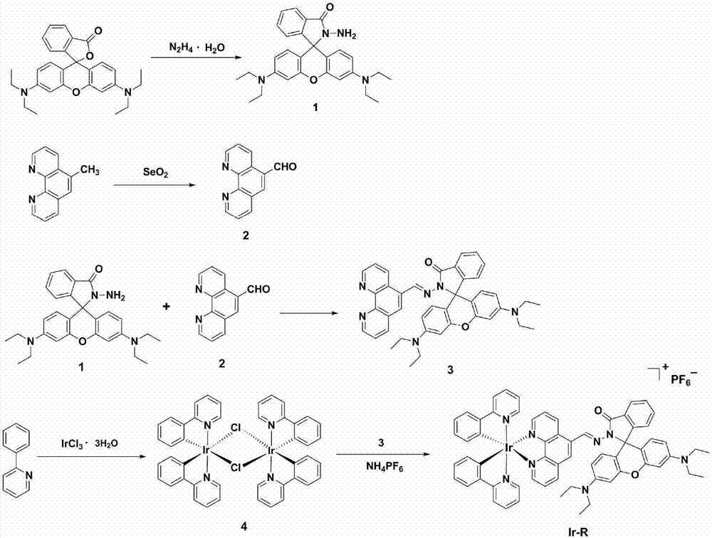 Organic complex mercury ion probe and preparation method and application thereof