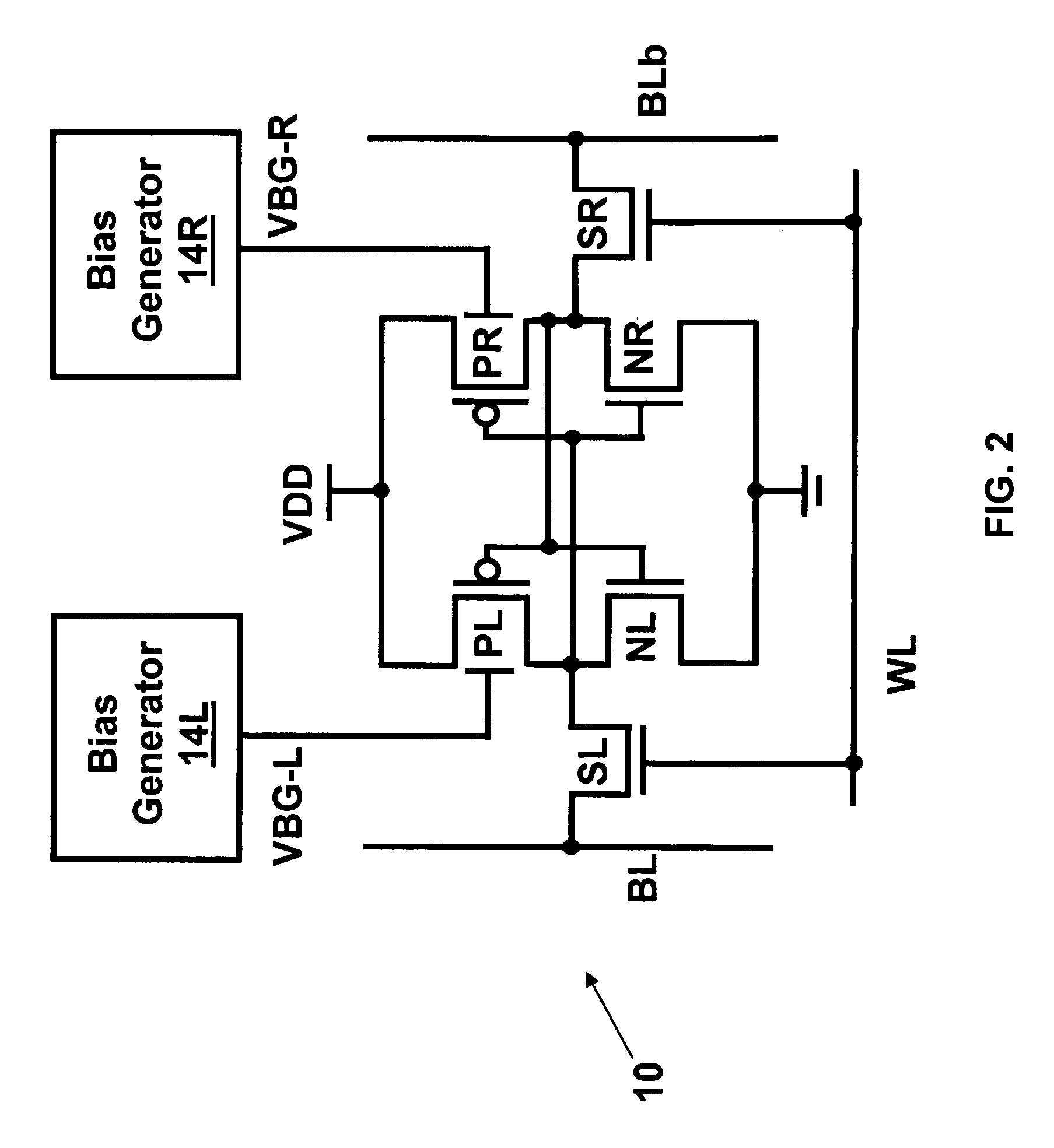 Dynamic control of back gate bias in a FinFET SRAM cell