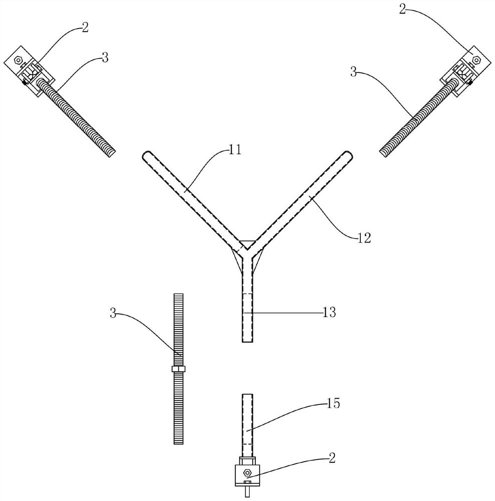 Y-shaped supporting device for temporary supporting of prefabricated wall