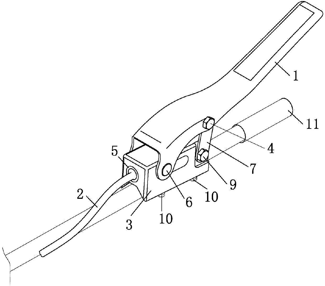 Mounting structure of clutch handle mechanism and grab bar for farming machine