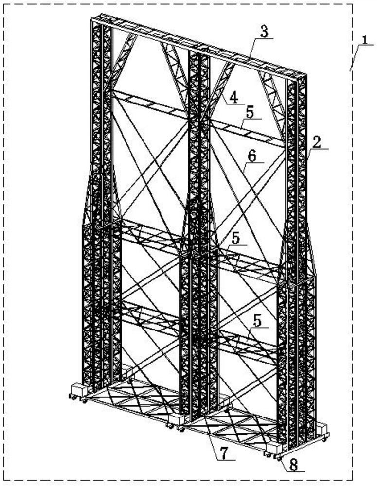 Construction method of a tower-type sliding support frame and a large-span semi-circular pipe truss structure