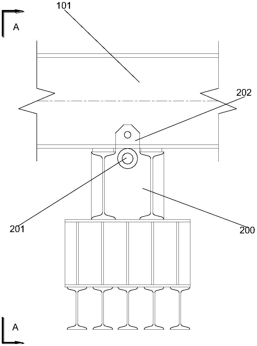 Walking type trackless triangular hanging basket and construction method thereof