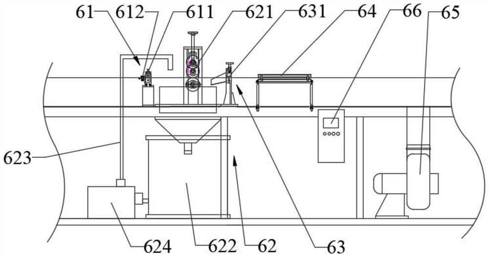 A manufacturing equipment for rows of steel fibers