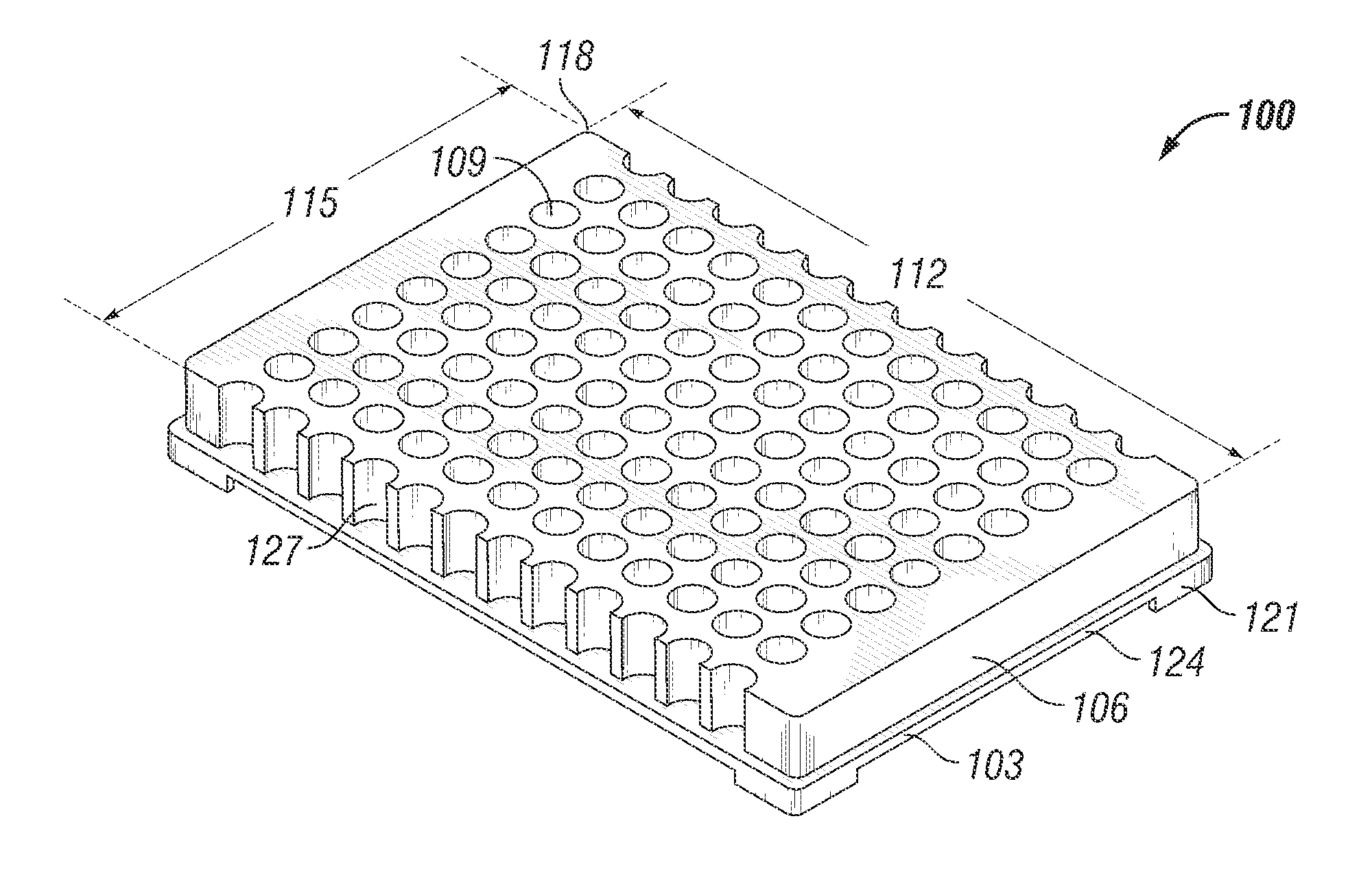 Microtitre plate with a relieved perimeter