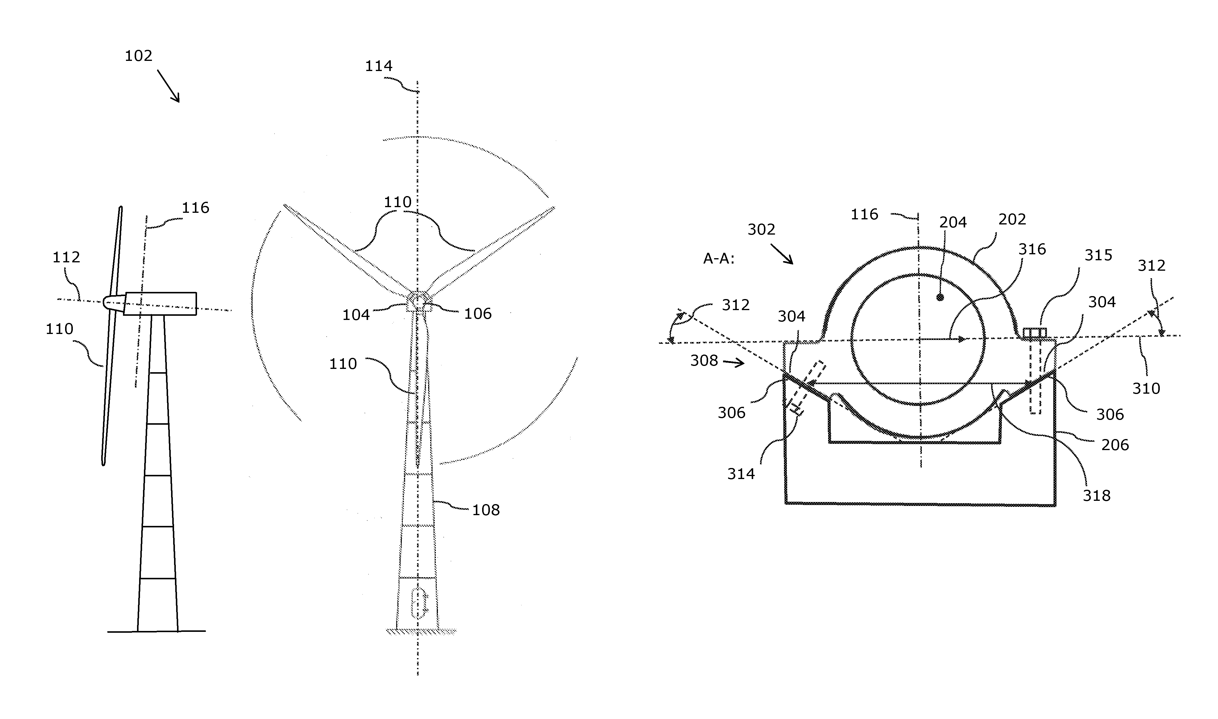 Wind turbine with bearing support