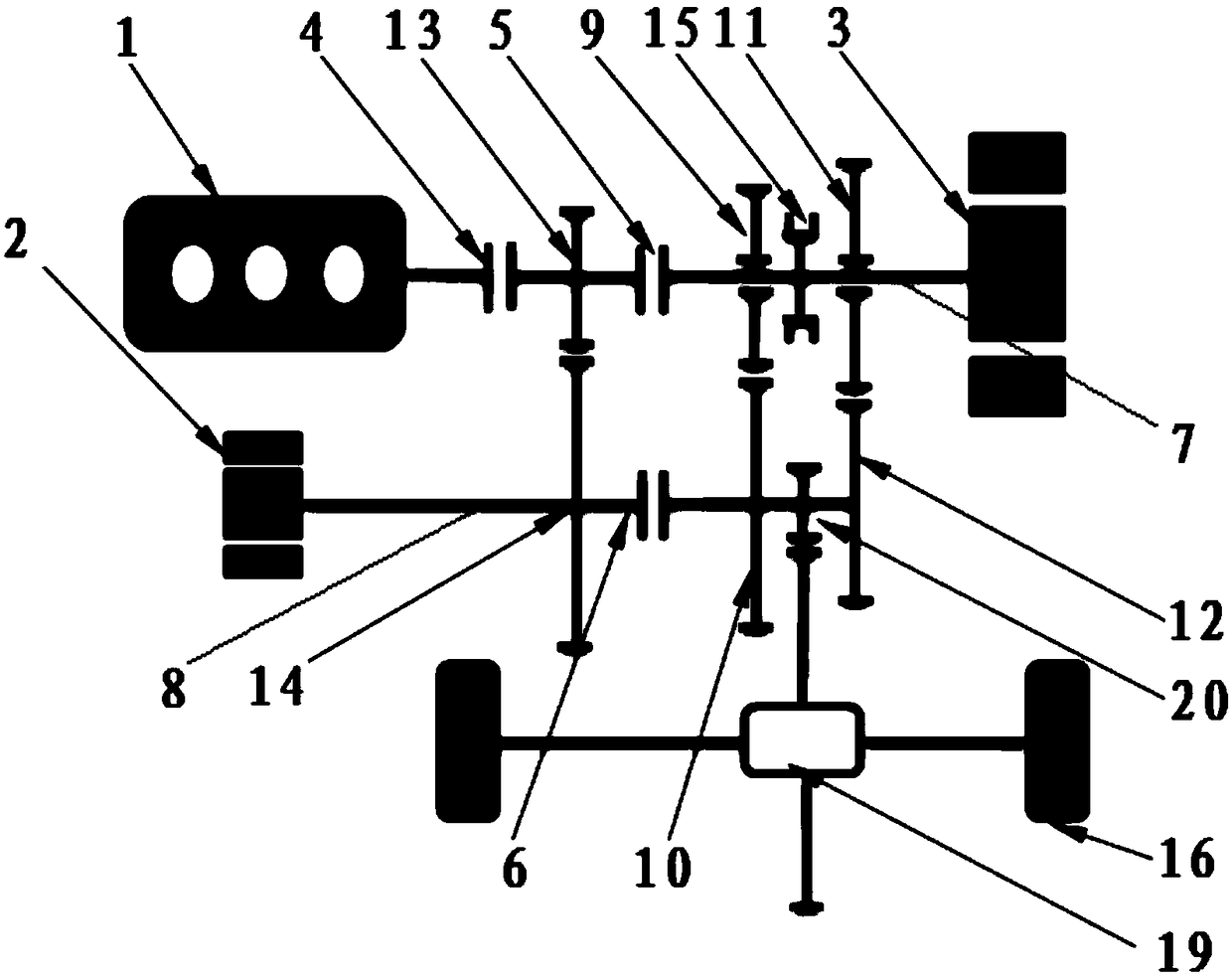 Hybrid power transmission system, control method and automobile