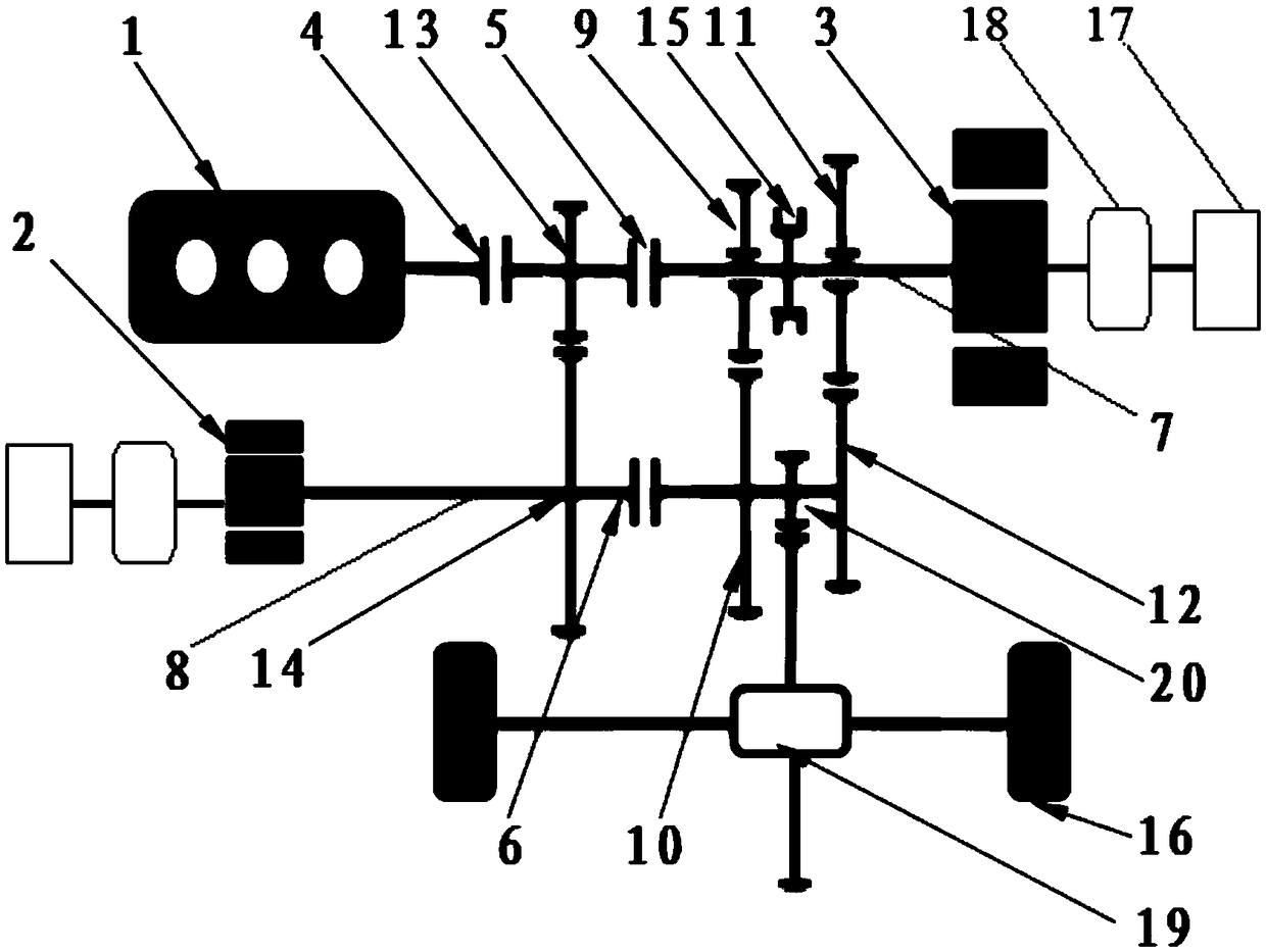 Hybrid power transmission system, control method and automobile