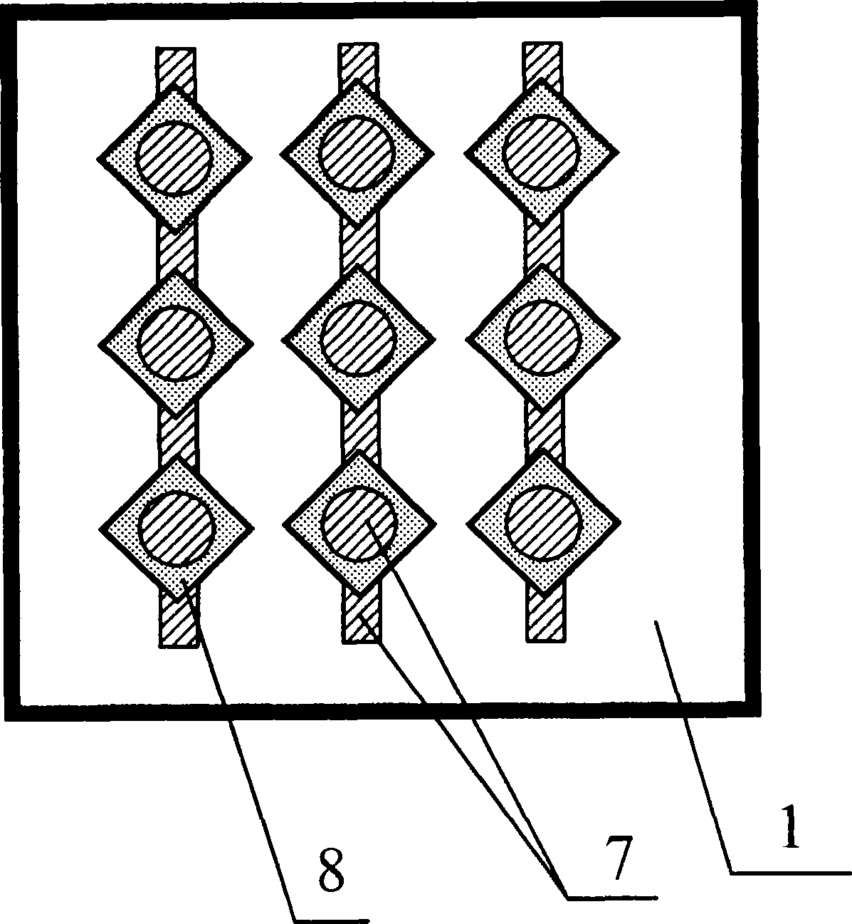 Flat-board display of hollow bottom grid array structure and mfg. technology