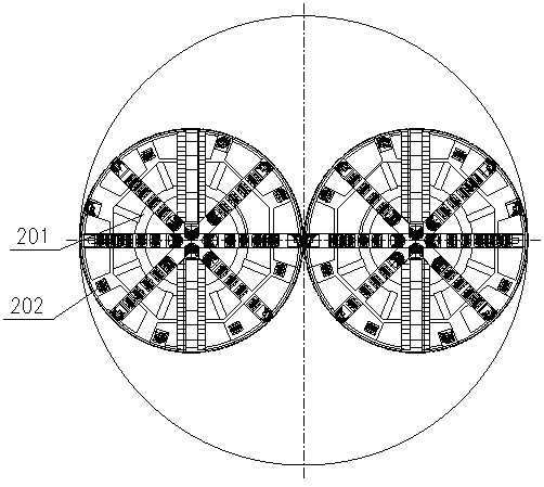 Multi-cutter disc large-section vertical shaft tunneling device