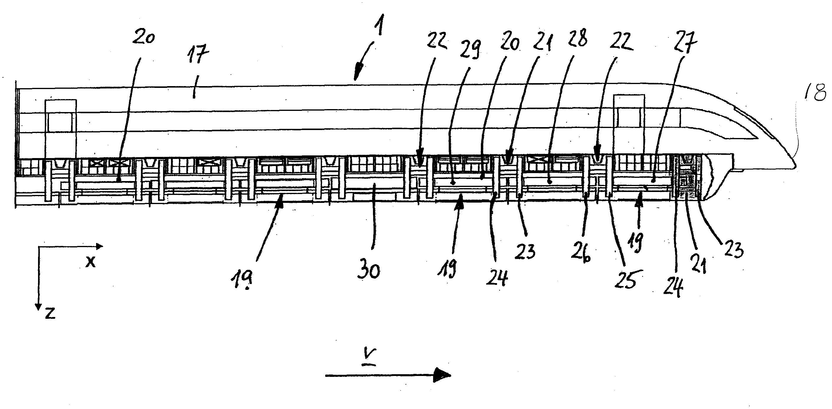 Magnetic levitation vehicle with at least one magnetic system