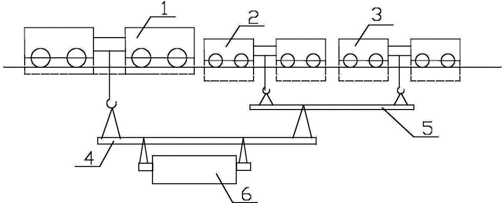 Hoisting method using three traveling cranes with unequal loads