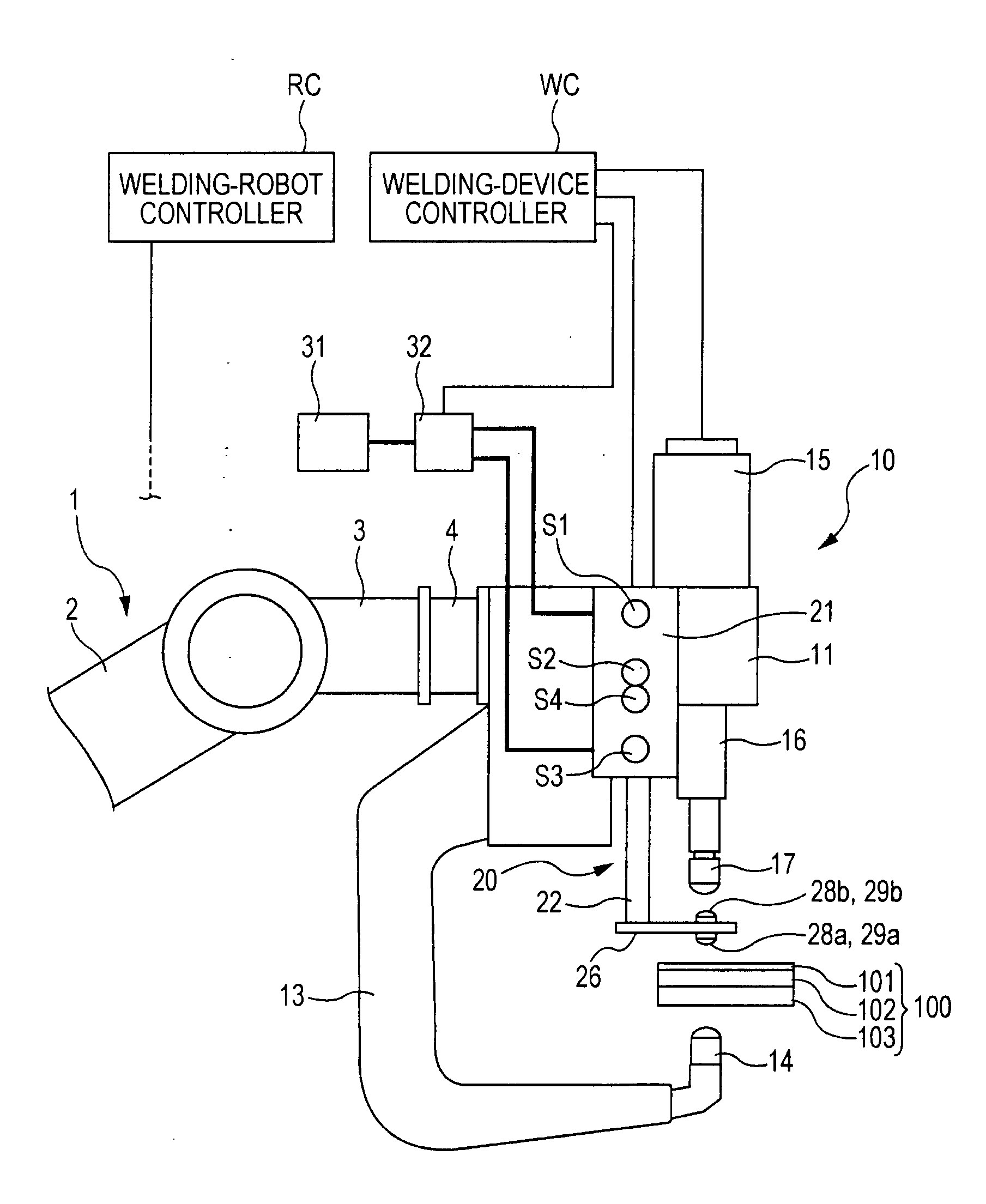 Spot-welding method and spot-welding device