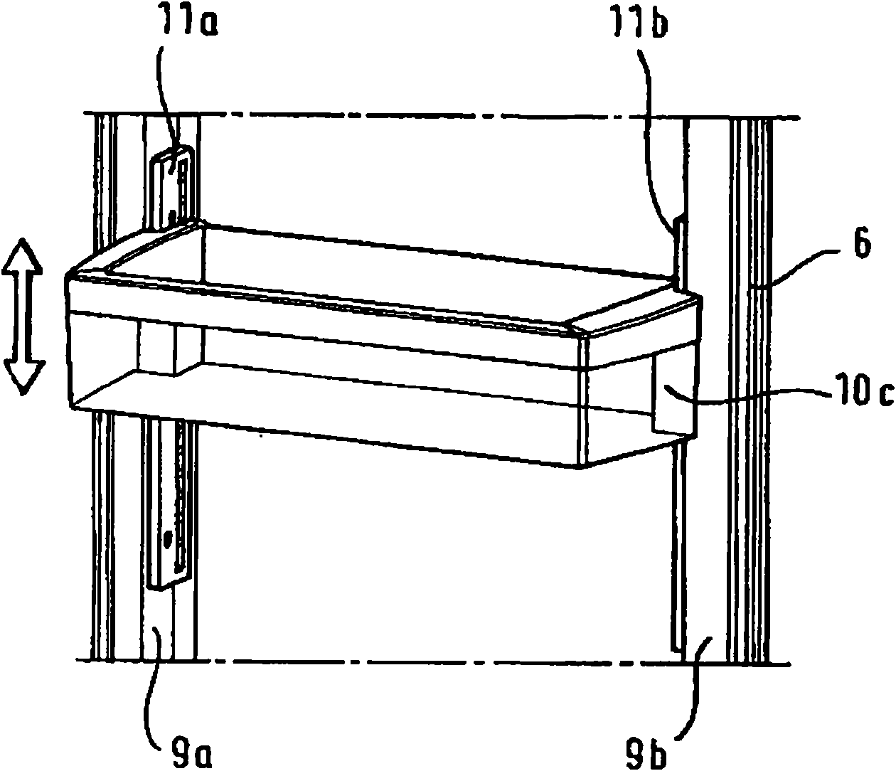 Refrigerator and associated two-piece detent means arrangement