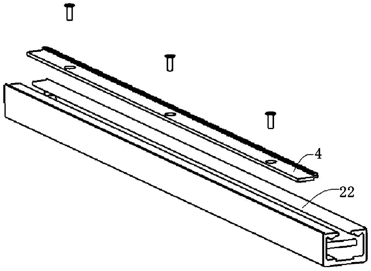 An electric long slide rail split transmission system