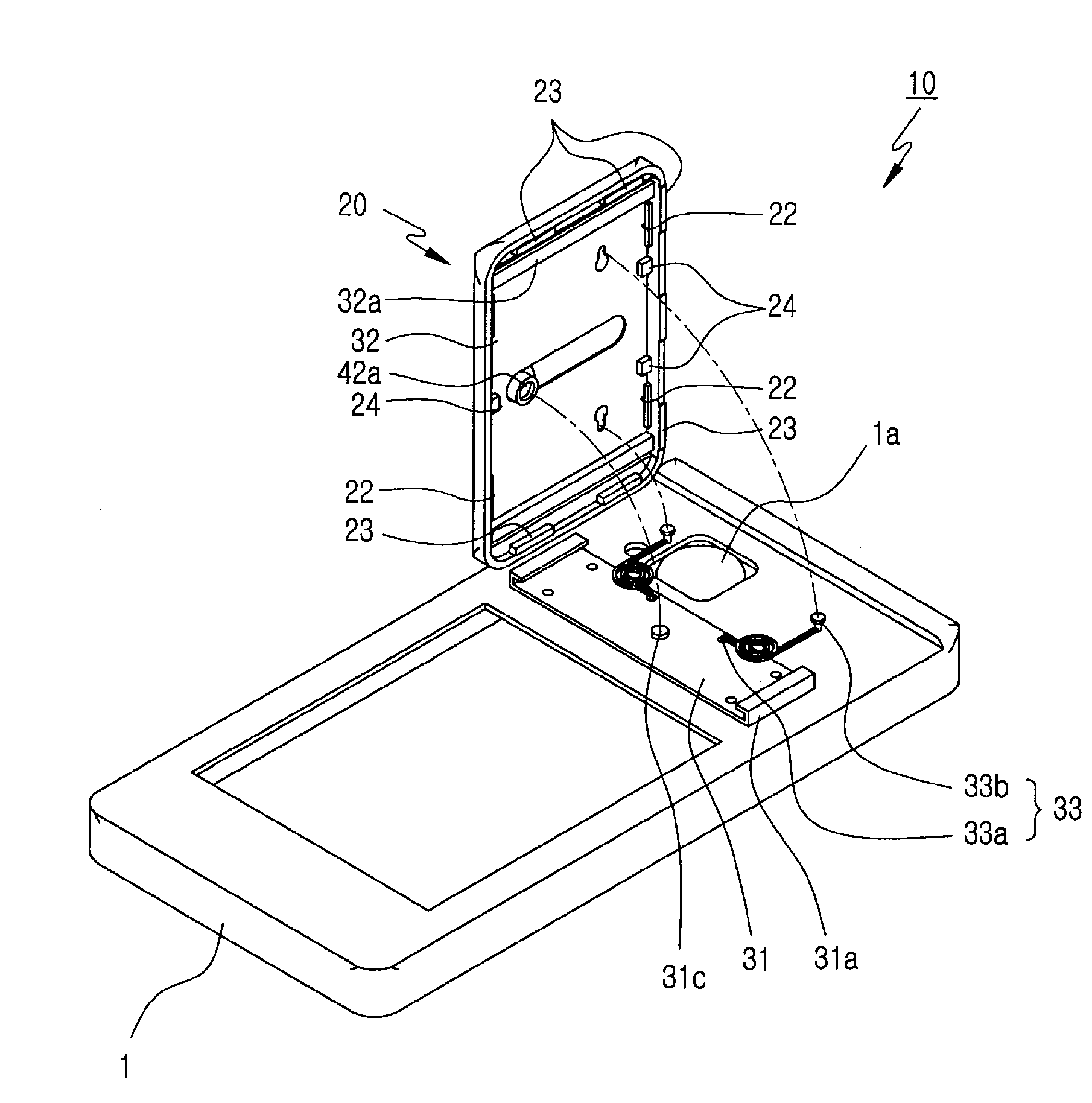 Camera door opening and shutting apparatus for portable communication device